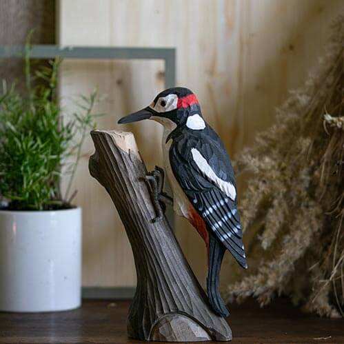 Grote bonte specht - Houten vogel beeldje - Catch Utrecht